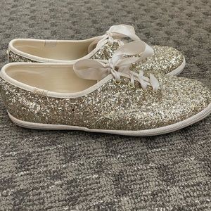 Kate spade x keds gold glitter sneakers